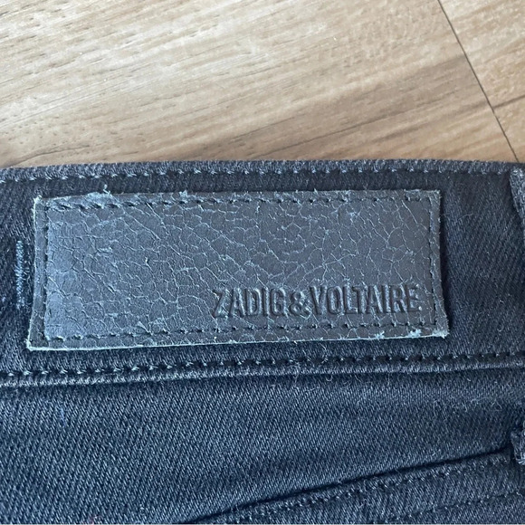 Zadig & Voltaire black denim fringe shorts Sz 36 Small - Picture 6 of 8